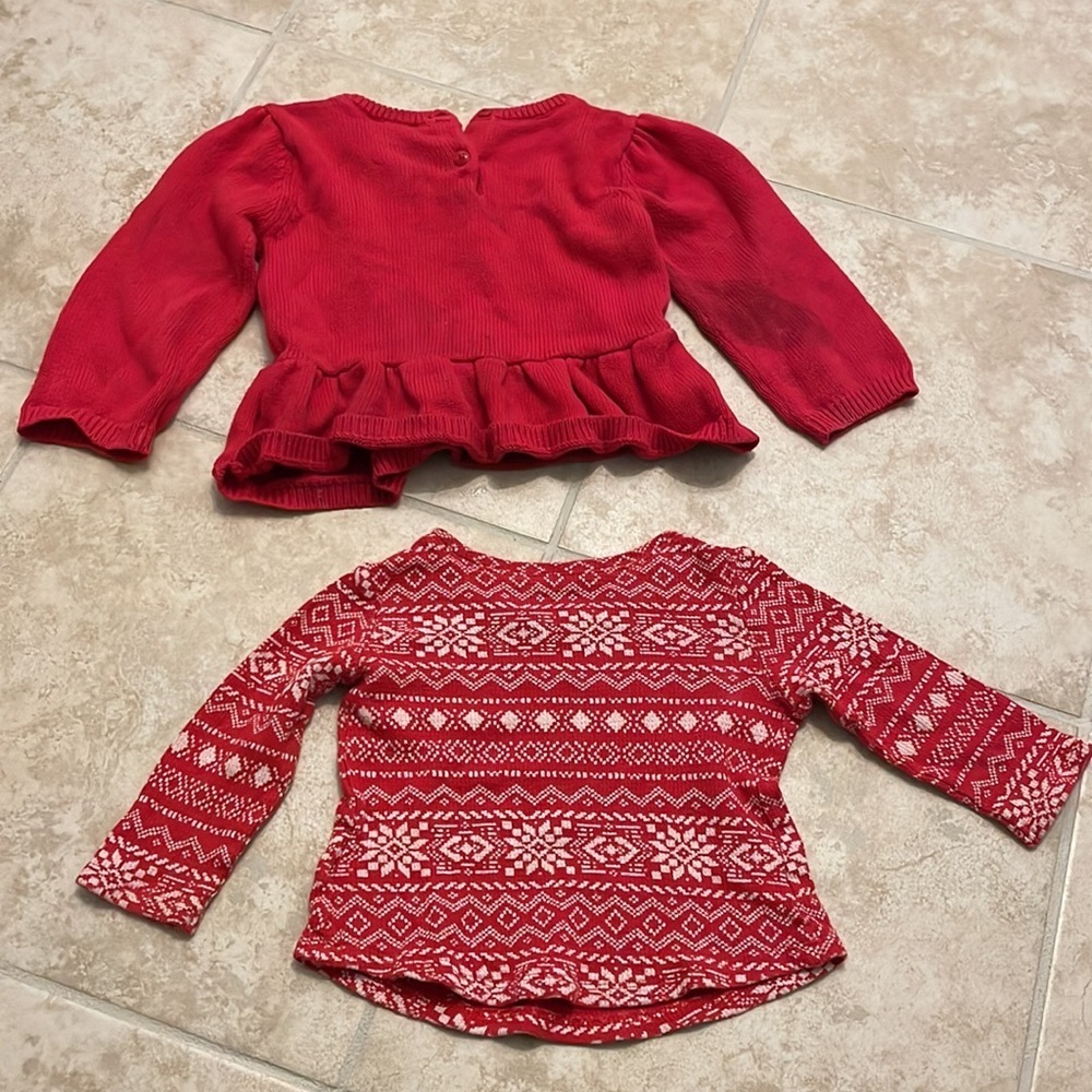 2 Piece Toddler girl’s Christmas Holiday Sweater Tops Size 12-18 months​ - Picture 8 of 8